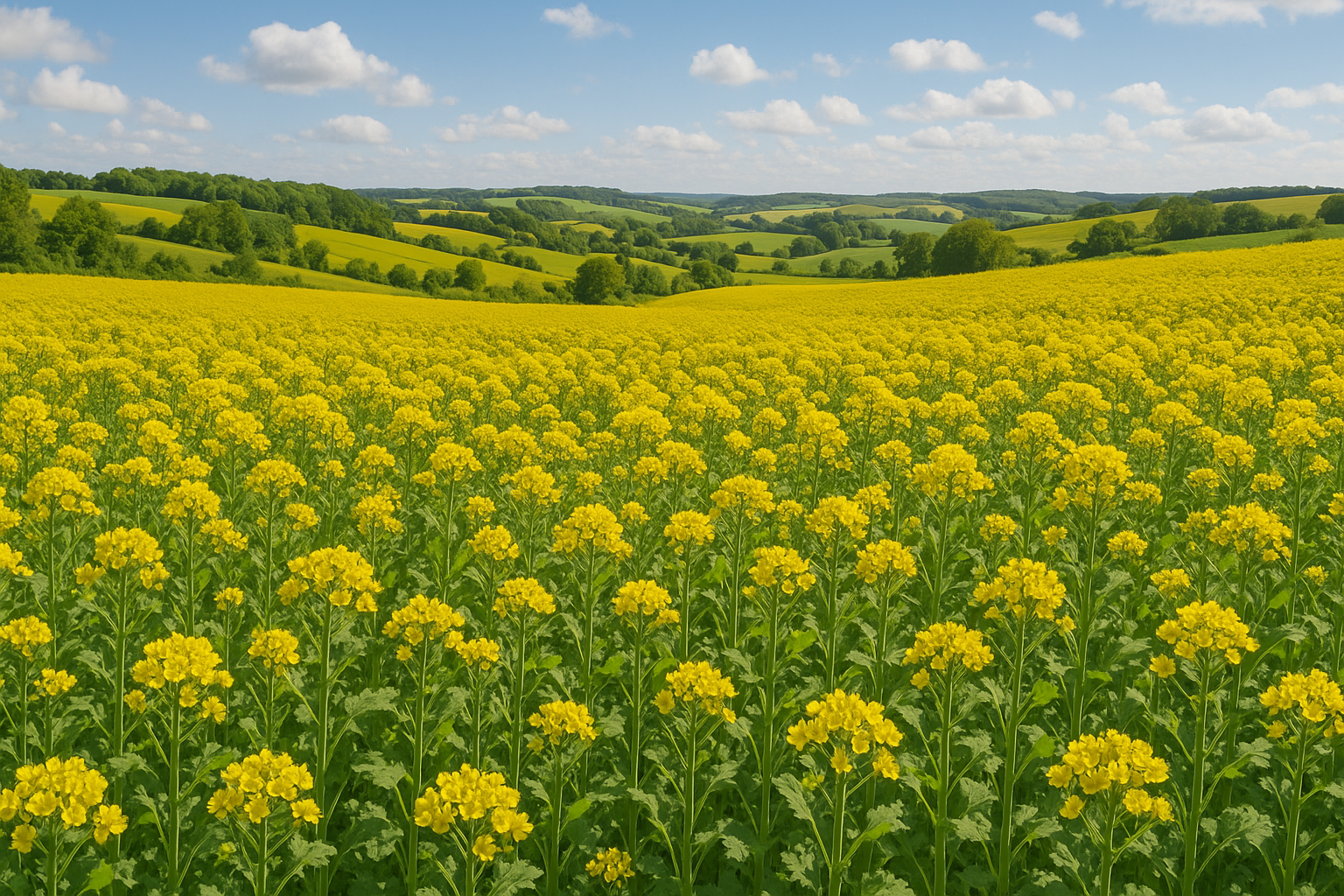 Une image de champs de colza bio